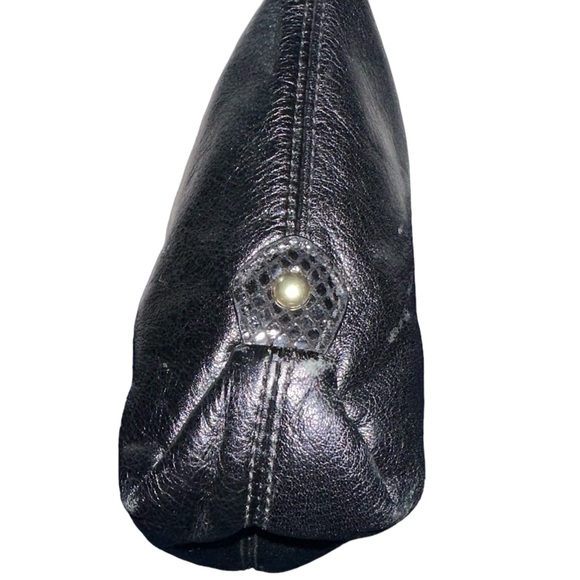 Coach Ashley Python, Pleated Black Leather Swingpack, Crossbody Purse Bag Zipper - Picture 16 of 16